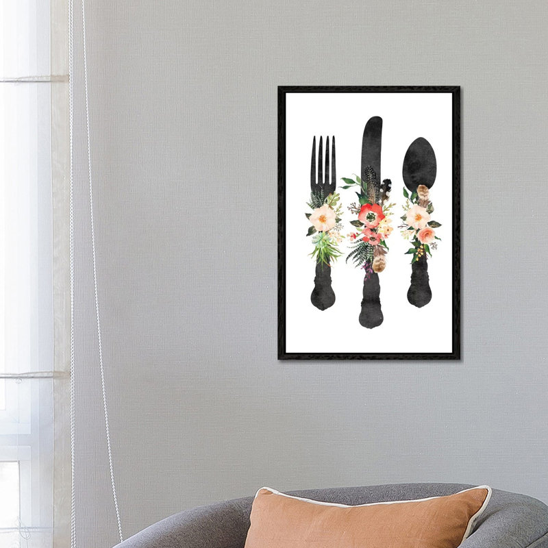 Kitchen Utensils - Painting on Canvas, Black Framed, 66.04 cm H x 45.72 cm W