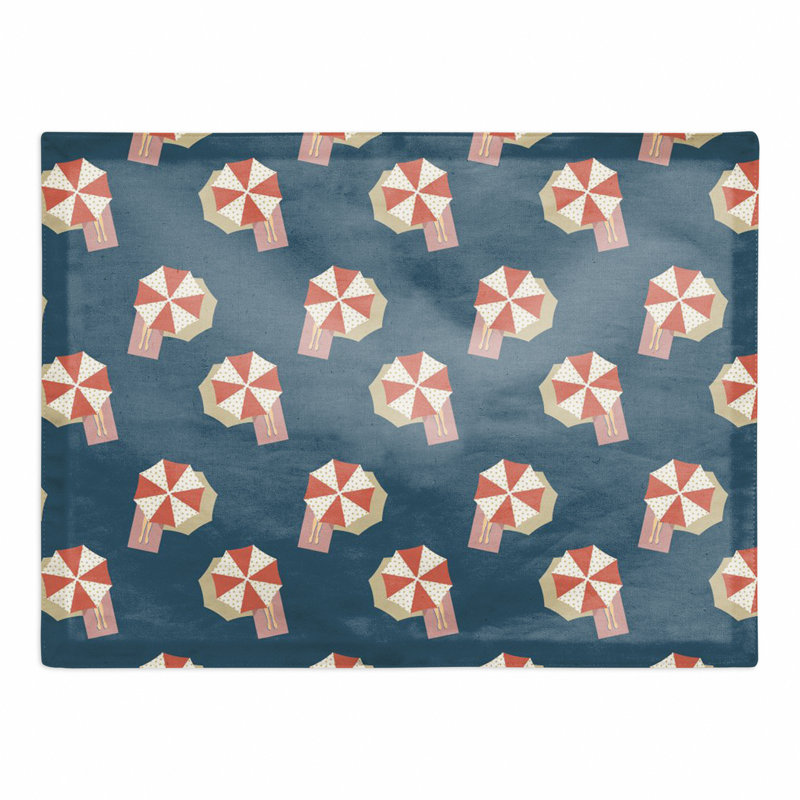 Napperon à motif parapluie, Bleu marine / Rouge