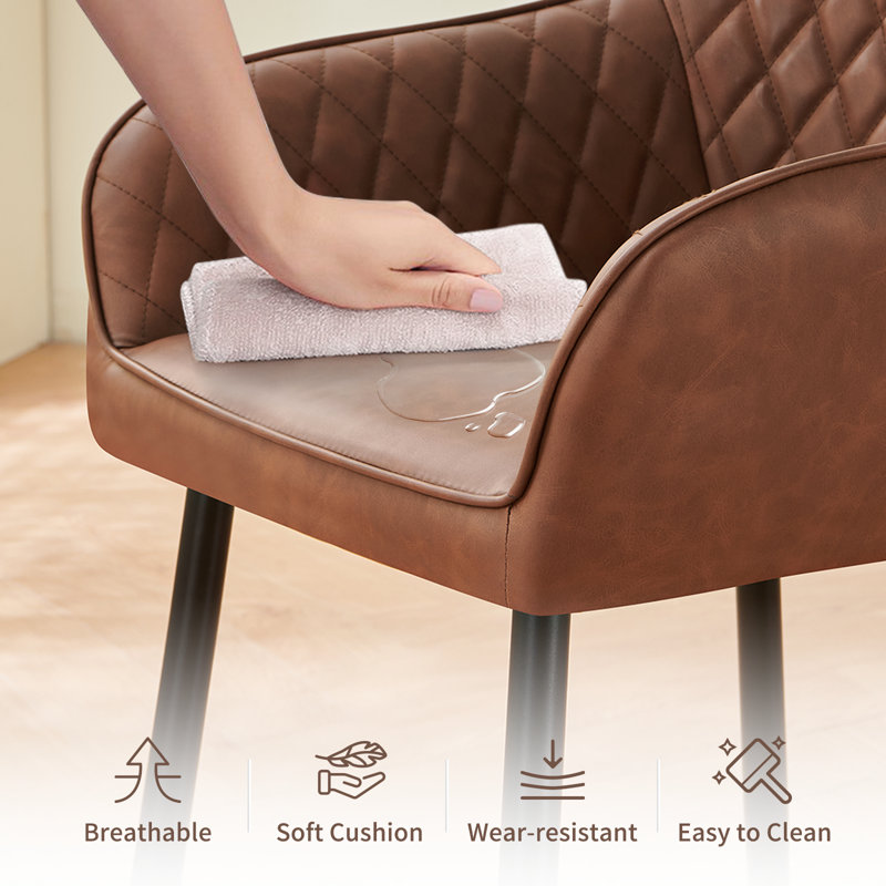 Seaham PU Armchair in Dark Grey, Brown