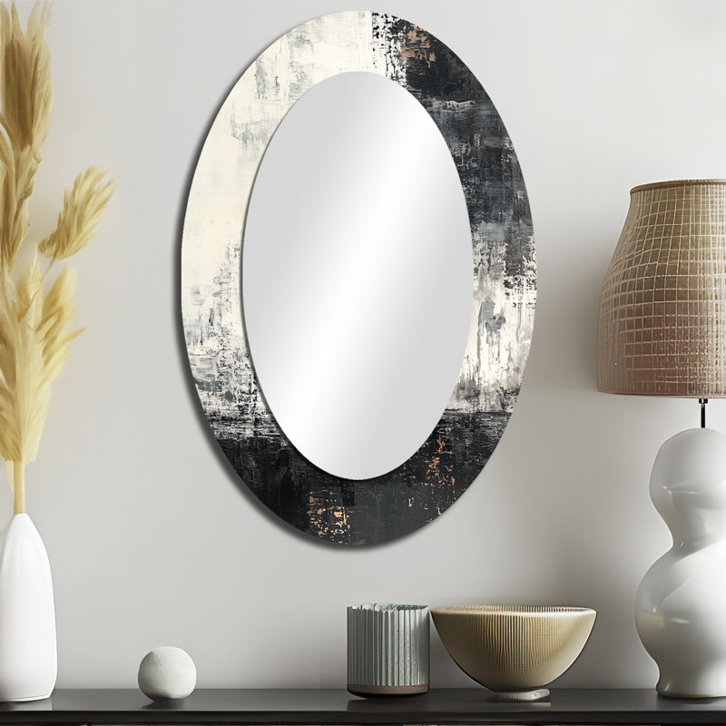 Miroir mural noir et blanc Boho Pottery, 36 po x 24 po