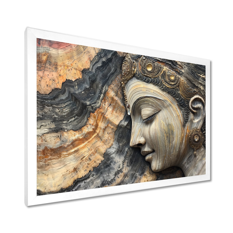 «Hafley Hinduism God Meditation To The Marble» - Art mural de l'hindouisme, Impression d'un seul cadre photo, Blanc