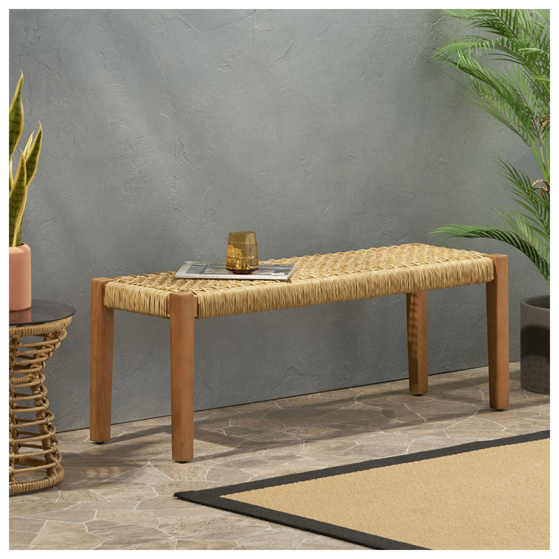 Banc en bois d'acacia sans dossier en teck Angie pour le jardin et le patio - 43 po de large