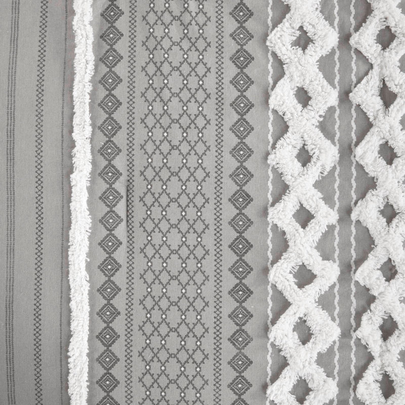 Ensemble d'édredon en coton avec chenille gris, Édredon double / double