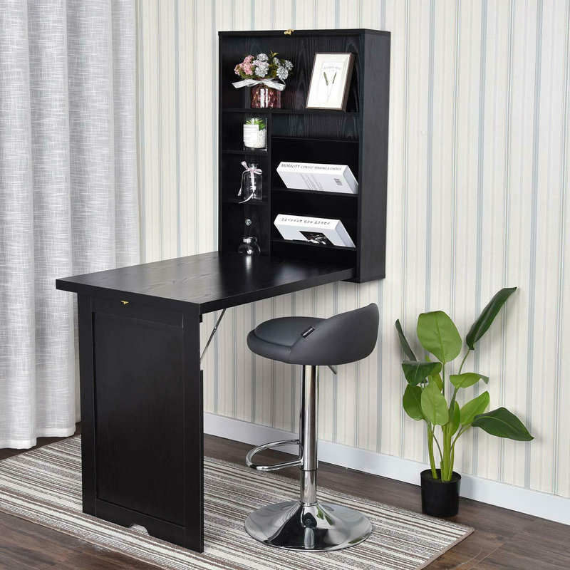 Aceves Floating Desk, Black, 59.5'' H x 23.5" W x 30.5" D