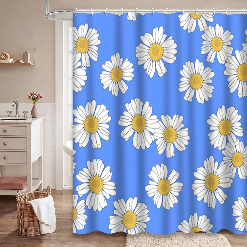 Rideau de douche sans couture à motif floral avec 12 crochets, L 72 po x l 84 po
