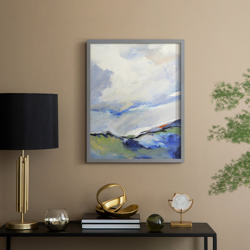 Autour de la nuée III, reproduction encadrée - bois massif, H 11 po x l 9 po, Gris