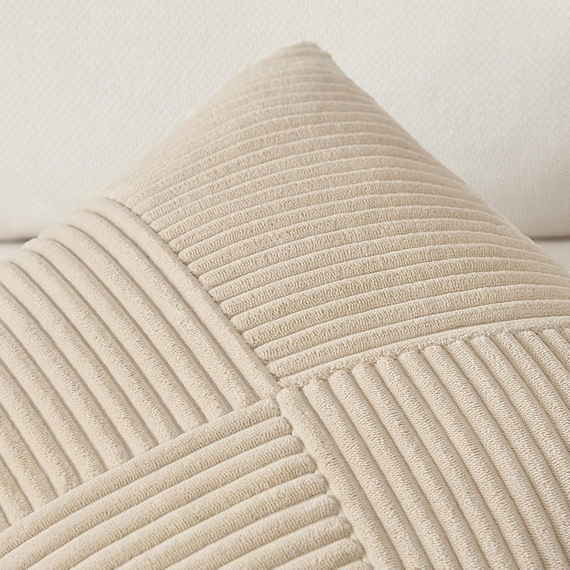 Housse de coussin en velours côtelé, housse de coussin en velours côtelé décoratif, ensemble de 2, Tanné, Carré 20 po