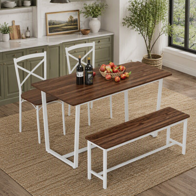 Four-piece Industrial Style Dining Set with Solid Structure and Angled Backrest for Compact Spaces