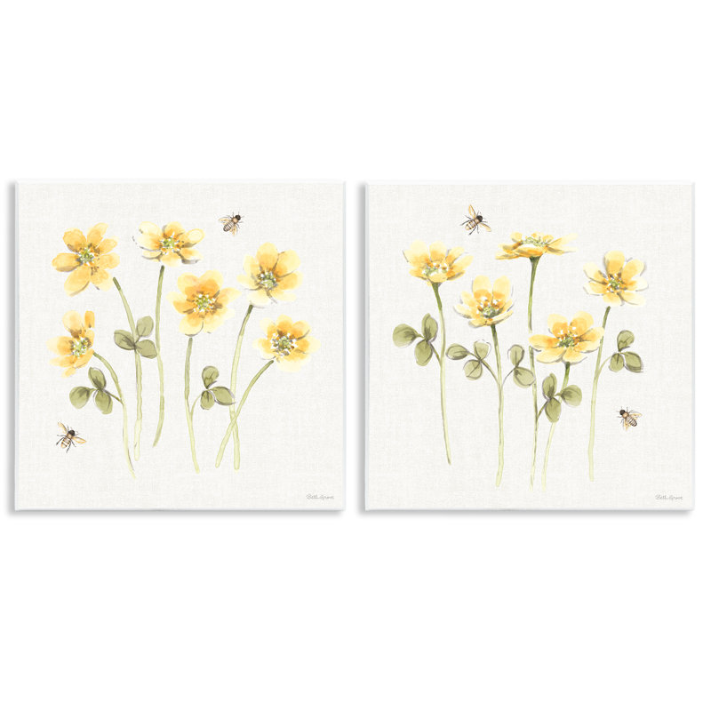 Ensemble de 2 plaques murales Sweet Honey Flowers & Bees, design par Beth Grove