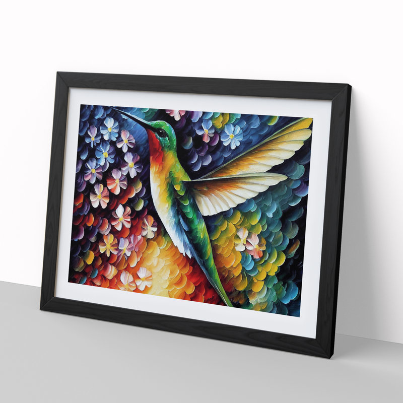 Hummingbird Vol.5 Abstract - Single Picture Frame Painting, Black, 46cm H x 64cm W x 2cm D