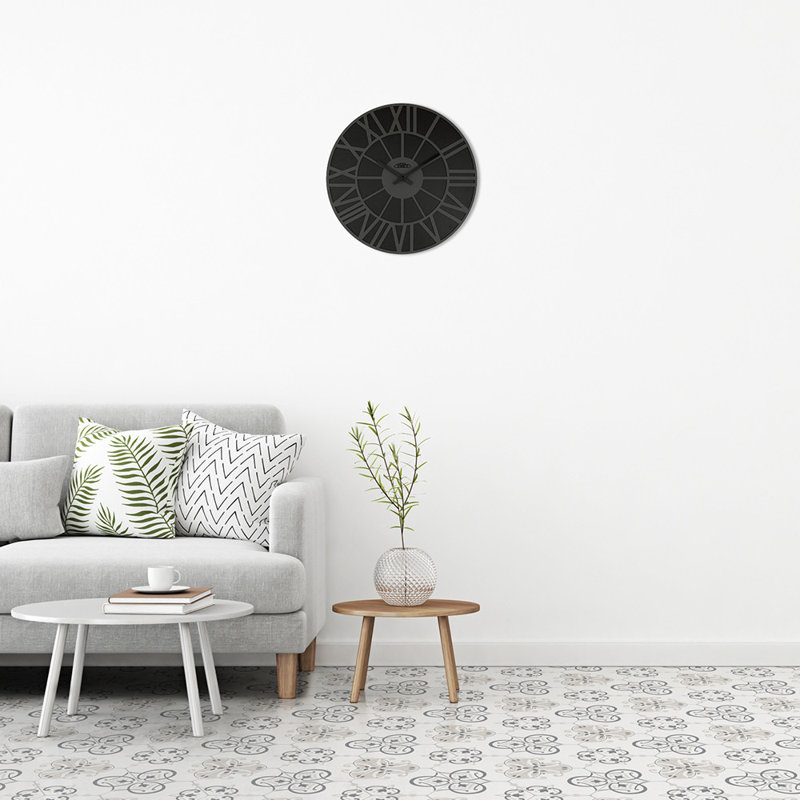 Wood Wall Clock, Black/Gray