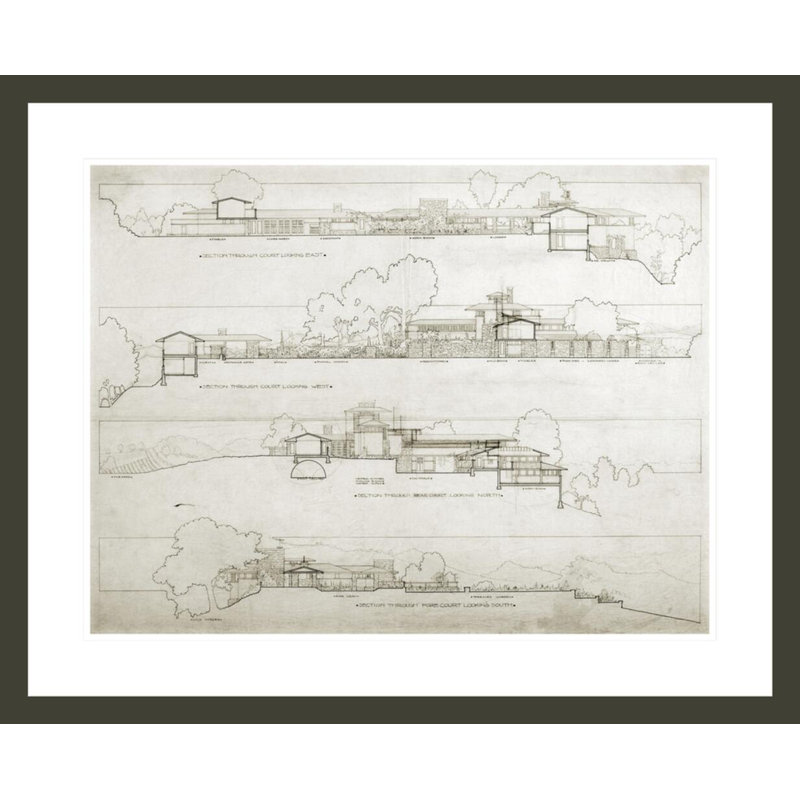 Frank Lloyd Wright Home & amp; «Studio Taliesin II Spring Green WI» par Frank Lloyd Wright, impression giclée encadrée