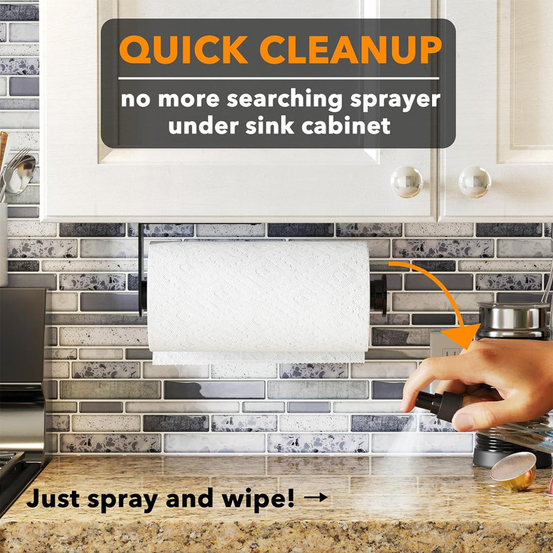 2 in 1 Wall Mounted Paper Towel Holder with with Spray Bottle
