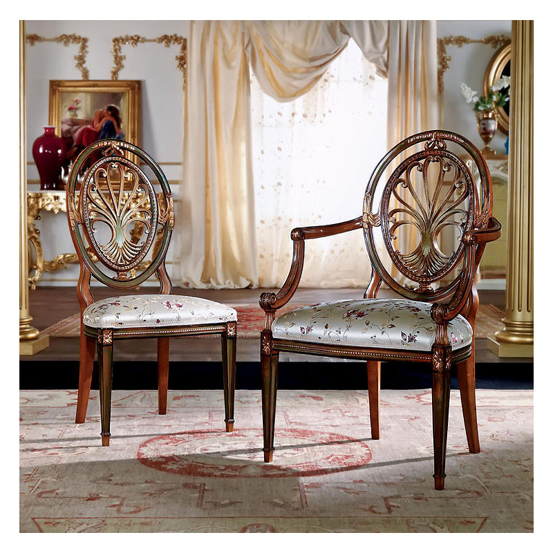 Chaise avec accoudoirs cerise / gris