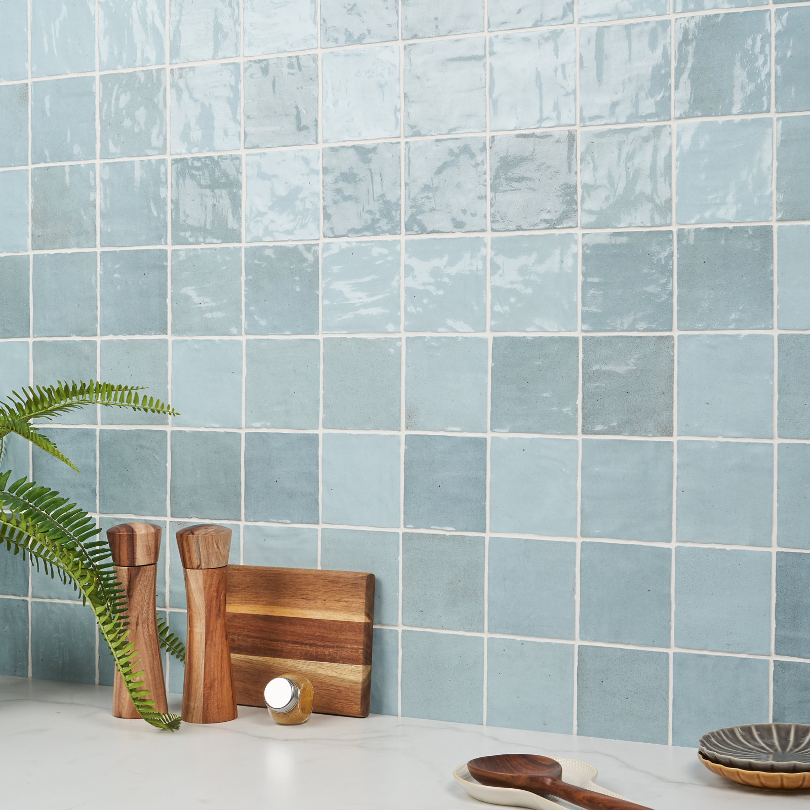 Karma 4" x 4" Glazed Ceramic Wall Tile (5.38 Sq. Ft. / Case), Blue