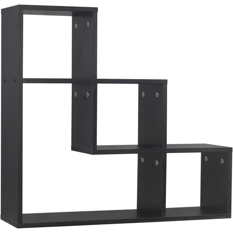 Bonita 3 Piece Manufactured Wood,Metal Floating Shelf, Black