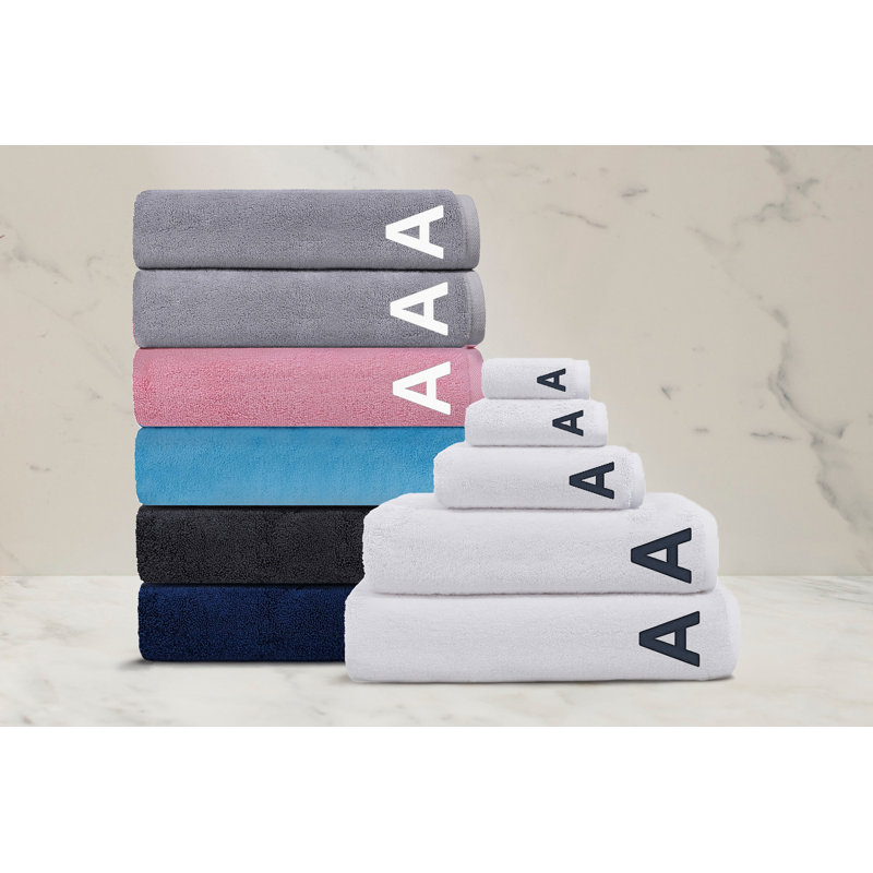 Monogrammed Cloer 6 pcs Turkish Towels Set, Anthracite, I