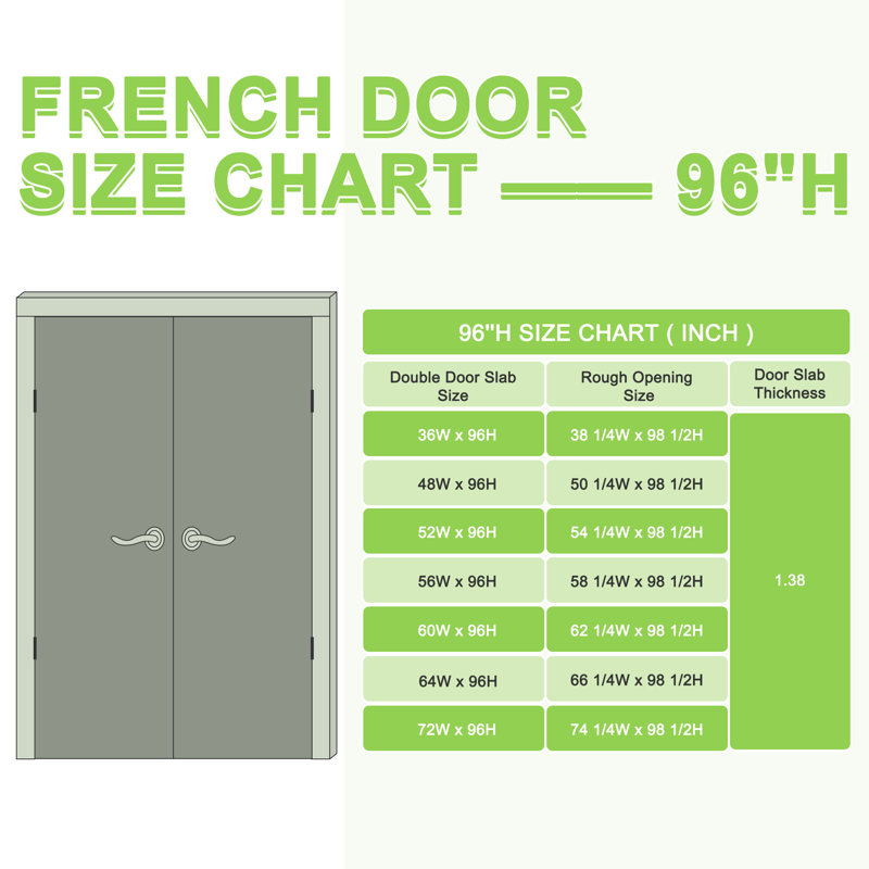 Portes doubles intérieures en bois massif en verre givré 1-Lite, 48 po x 96 po, Quincaillerie argentée