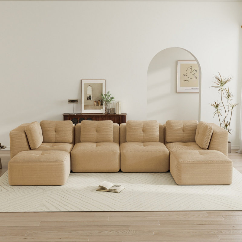 153" Modern U-Shaped Modular Sectional Sofa, Camel