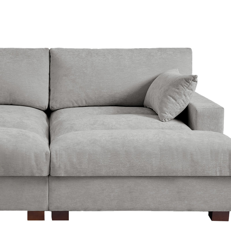 Oversized Upholstered Gray Chenille Sleeper Sofa Bed Lounge sofa with Armrests & Throw Pillows, Gray