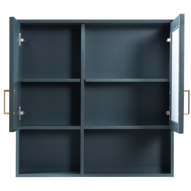 Armoire de toilette murale 30 po, tablettes réglables, fermeture en douceur, miroir haute définition, peinture bleue, conception moderne pour armoire 2 en 1 avec portes, meuble de rangement et meuble-lavabo,