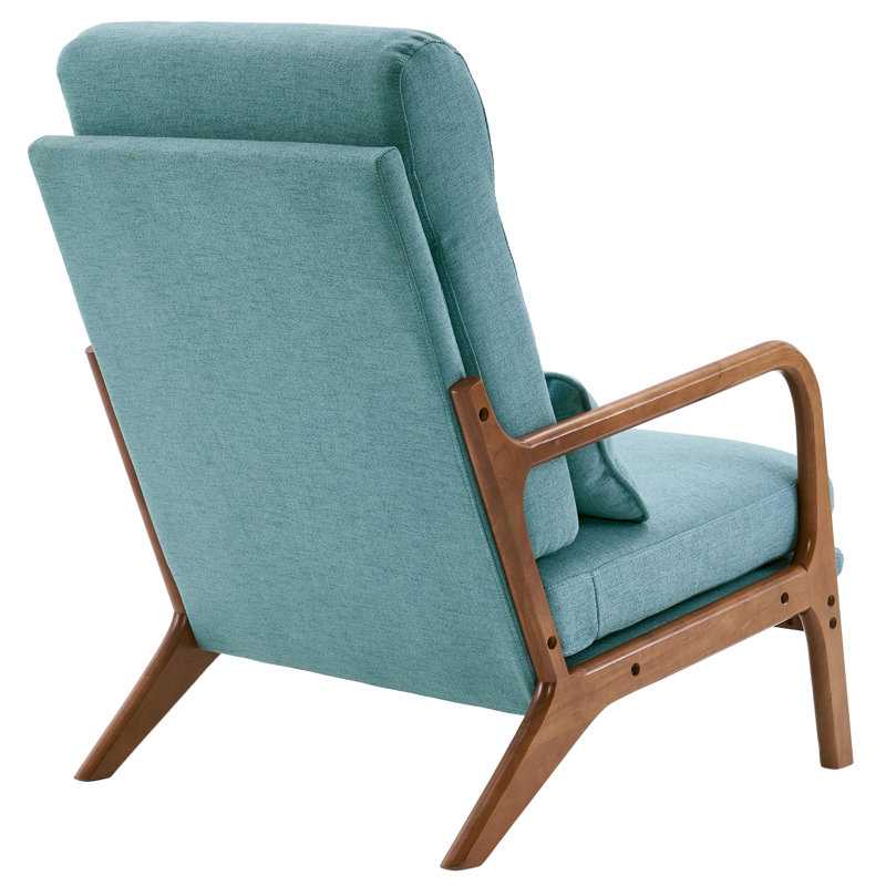 Fauteuil de 25,6 po de large Mamye, Lin bleu sarcelle