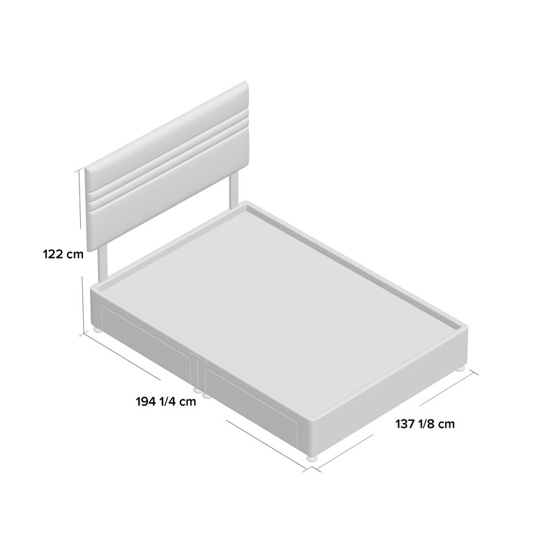 Ostara Divan Bed Base, Small Single (2'6), Charcoal, 2 Drawers Same Side