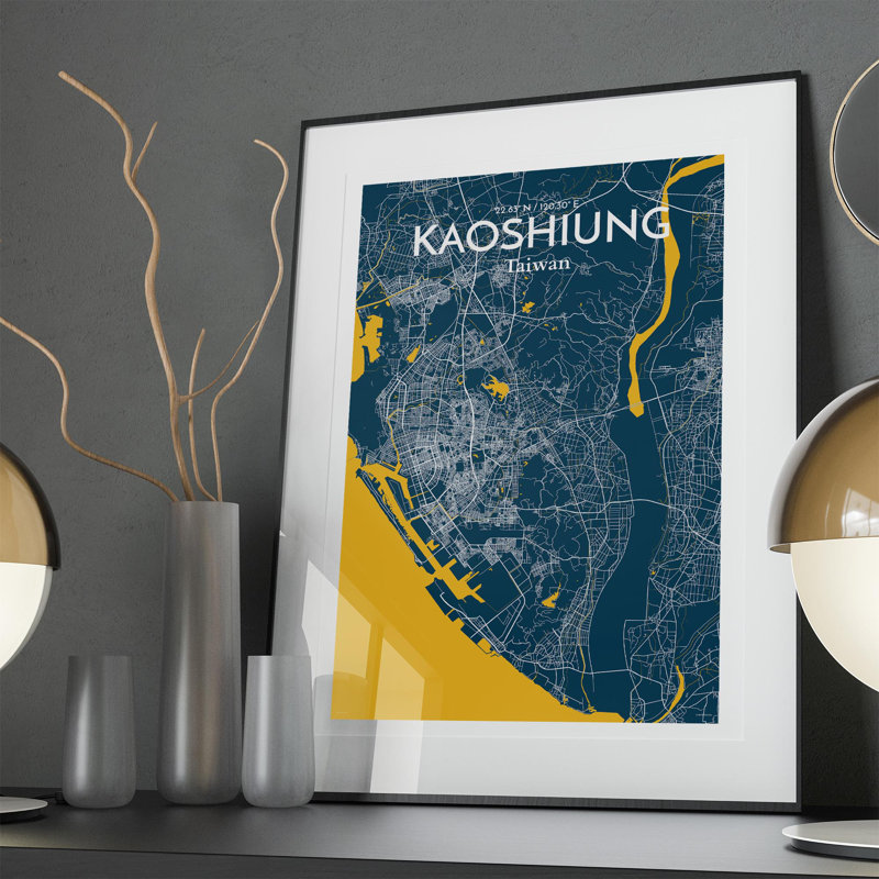 Kaoshiung City Map In Amuse - No Frame Print, 36cm H x 24cm W x 0.05cm D