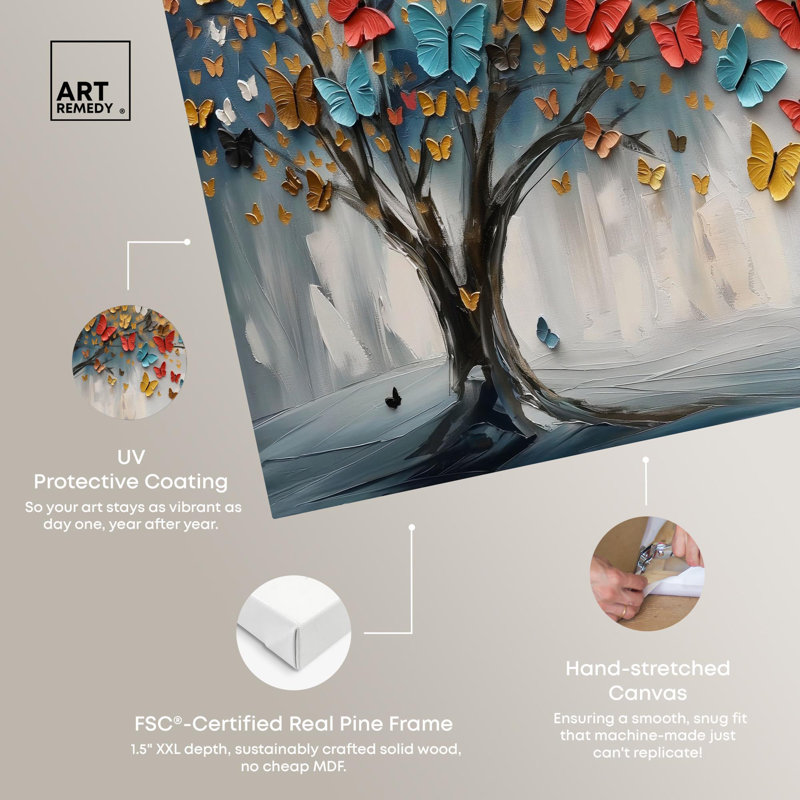 Tree of Fluttering Colors Gallery Wrapped Canvas Art, 15" x 10"