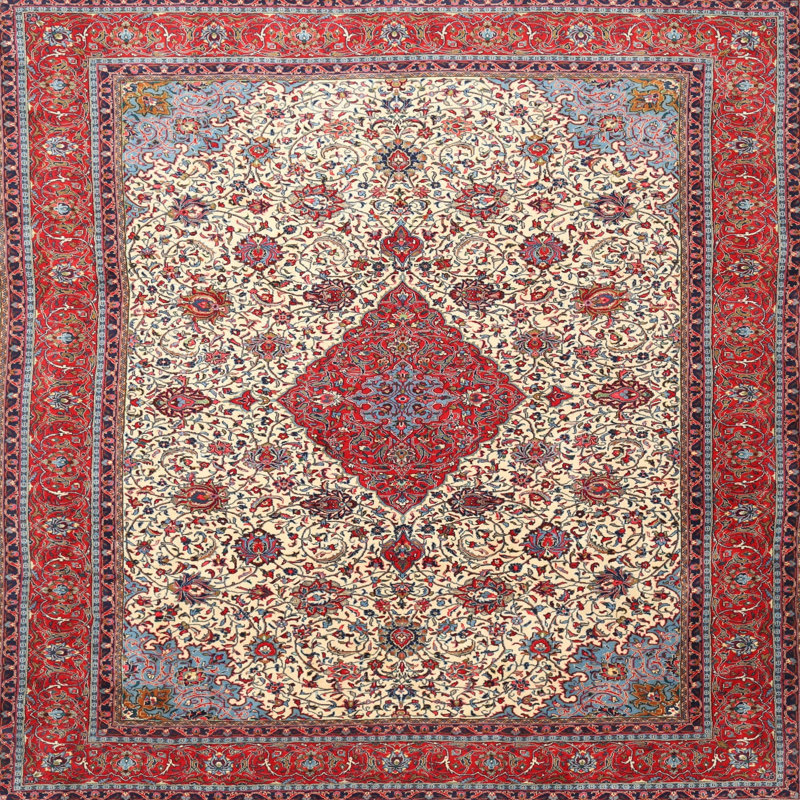 Tapis décoratif oriental rouge/beige Cristobal, Rond 7 pi