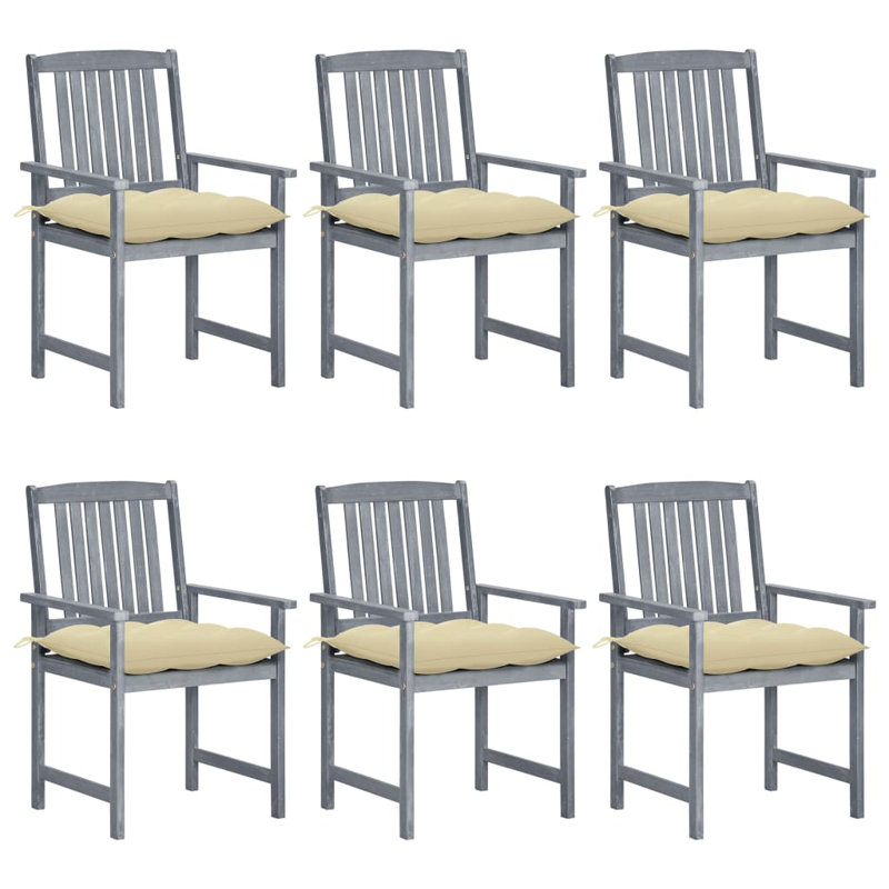 Chaise de patio avec coussins Ariyeh, Gris, Crème