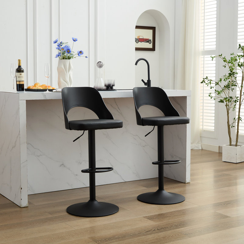 Ensemble de 2 tabourets de bar avec tabourets de bar et tabourets de bar réglables à hauteur réglable, Noir, Noir