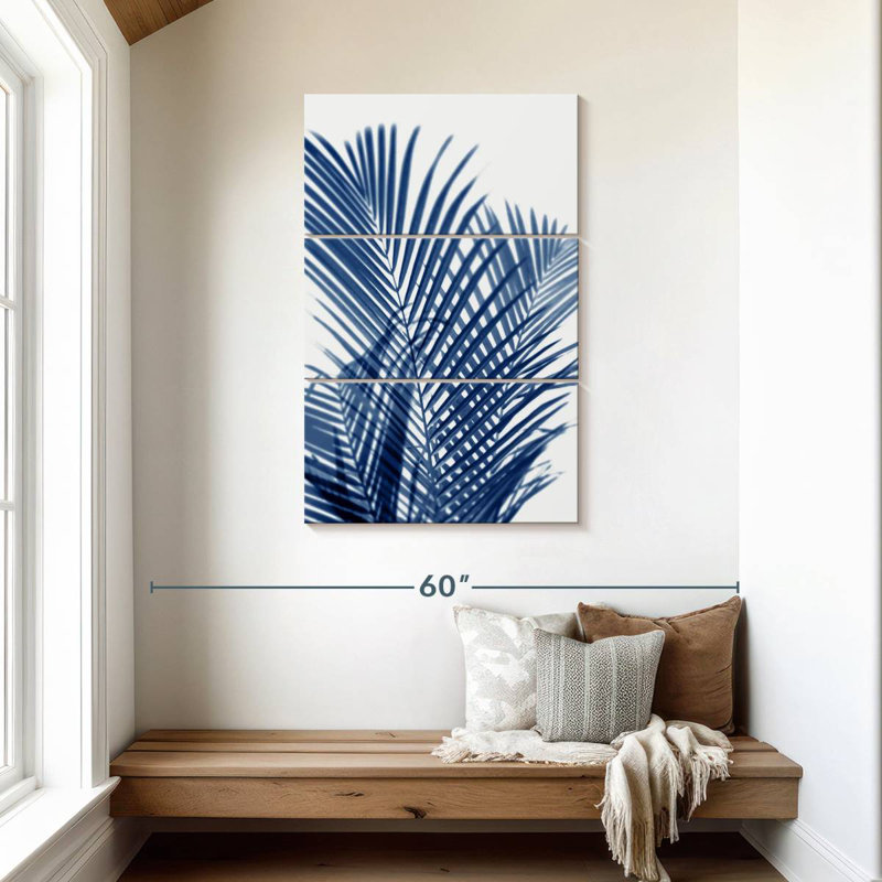 Palm Shadows indigo I, H 45 po x l 28 po