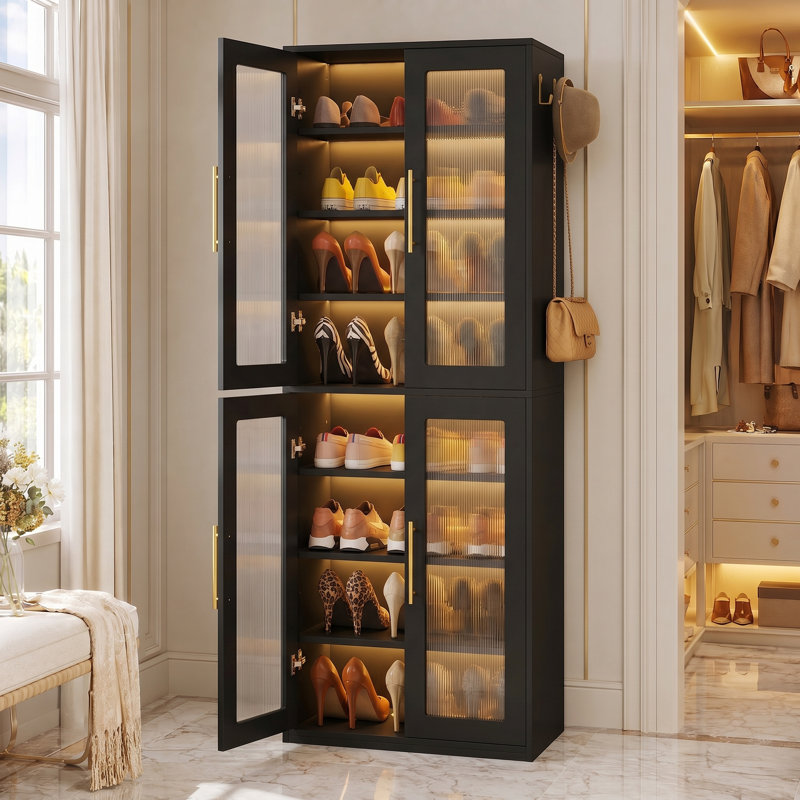 Kendricks 24 Pair Shoe Storage Cabinet, Black