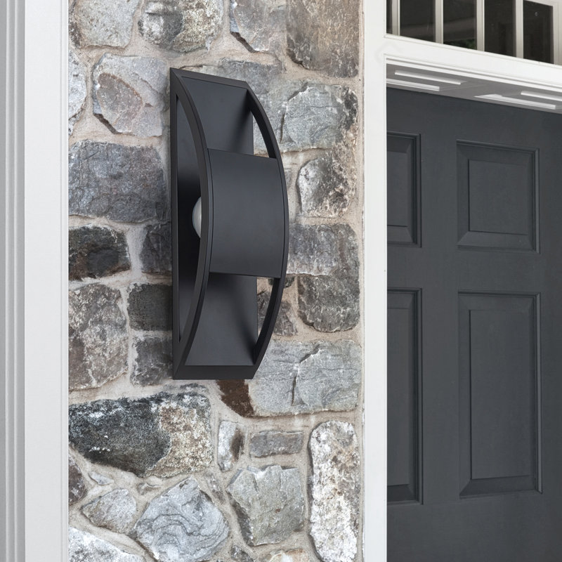 Modern Matte Black LED Outdoor Wall Sconce, Warm Light Exterior Lighting for Patio, Entryway