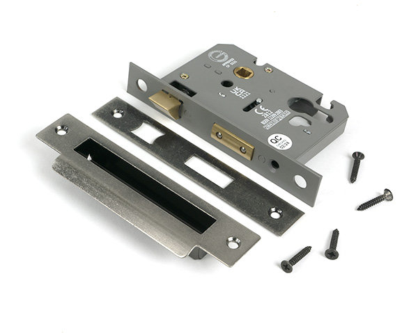 Polished Bronze 3" Euro Profile Sash Lock, Pewter Patina