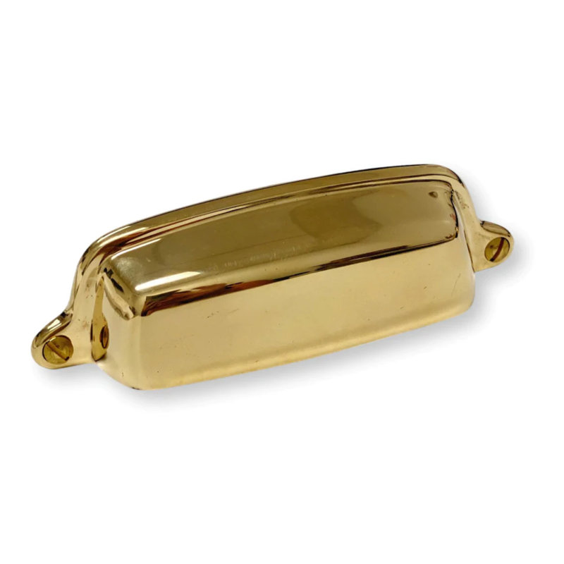 Eloise Unlacquered Brass Cabinet 4" Center to Center Cup Pull, 4"