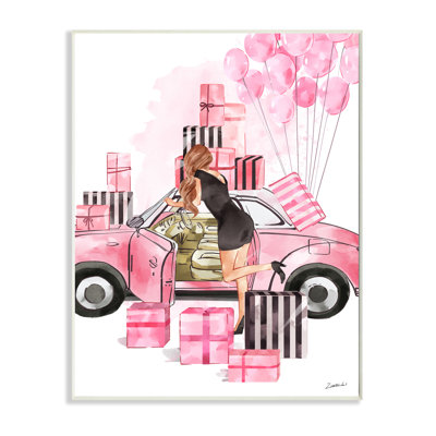 «Pink Fashionista Glam Car Stylish Gift Boxes» par Ziwei Li - impression d'art graphique