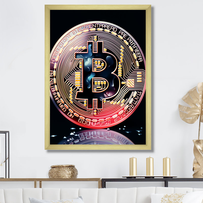 Rose et noir, Crypto, art mural, Cadre doré simple, H 40 po x l 30 po x P 1,5 po