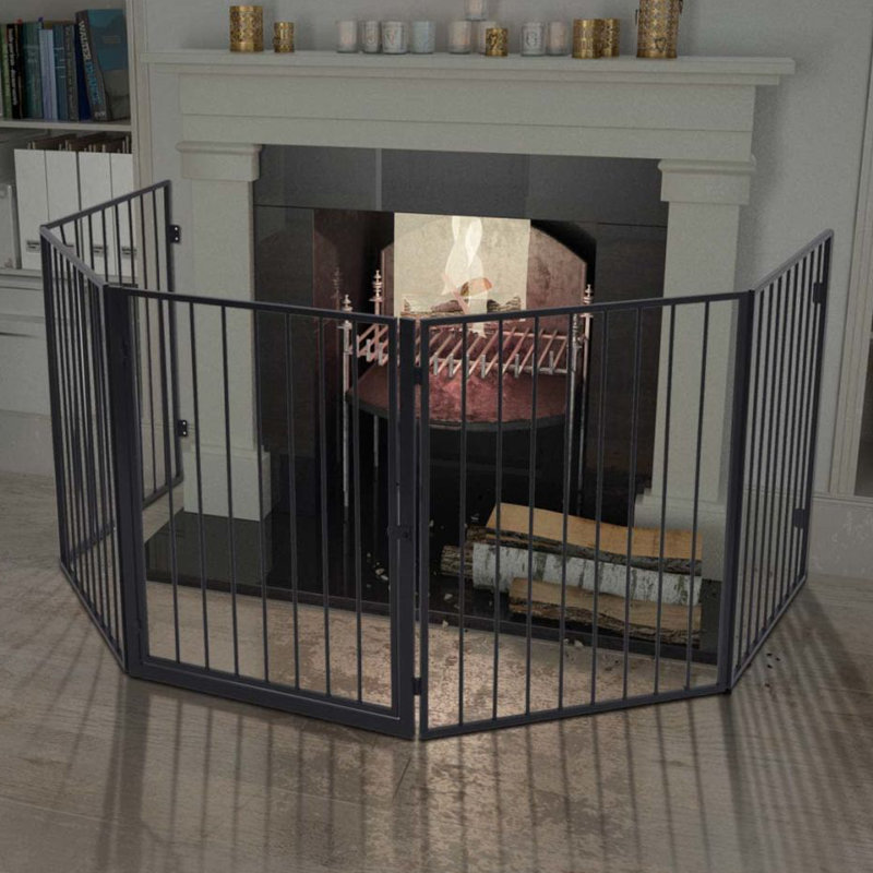 Pet Fireplace Fence Steel Black