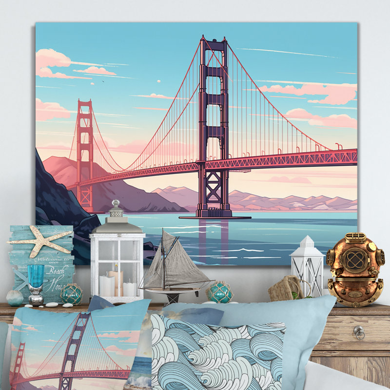Golden Gate Bridge San Francisco I - impression sans cadre sur métal, H 16 po x l 32 po x P 1 po