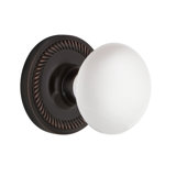 Rope Rosette with White Porcelain Door Knob