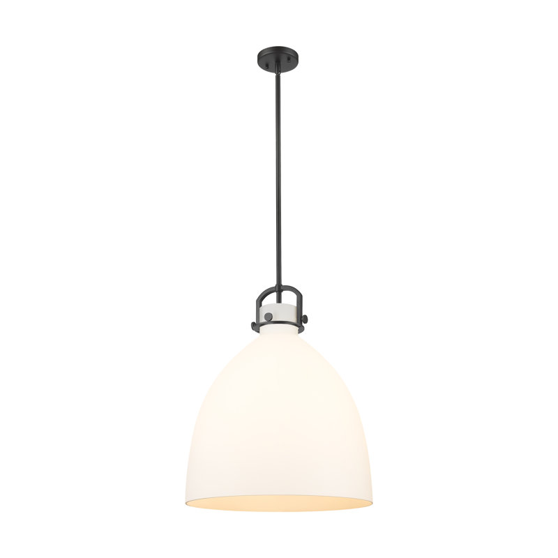 Badillo 1 Light Stem Hung Pendant, Matte White, 22" H x 18" W x 18" D, Polished Nickel