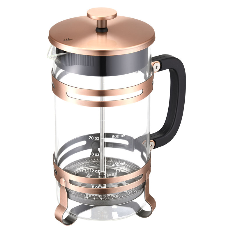 Cafetière à piston en verre borosilicaté 34 oz French Press, Brun