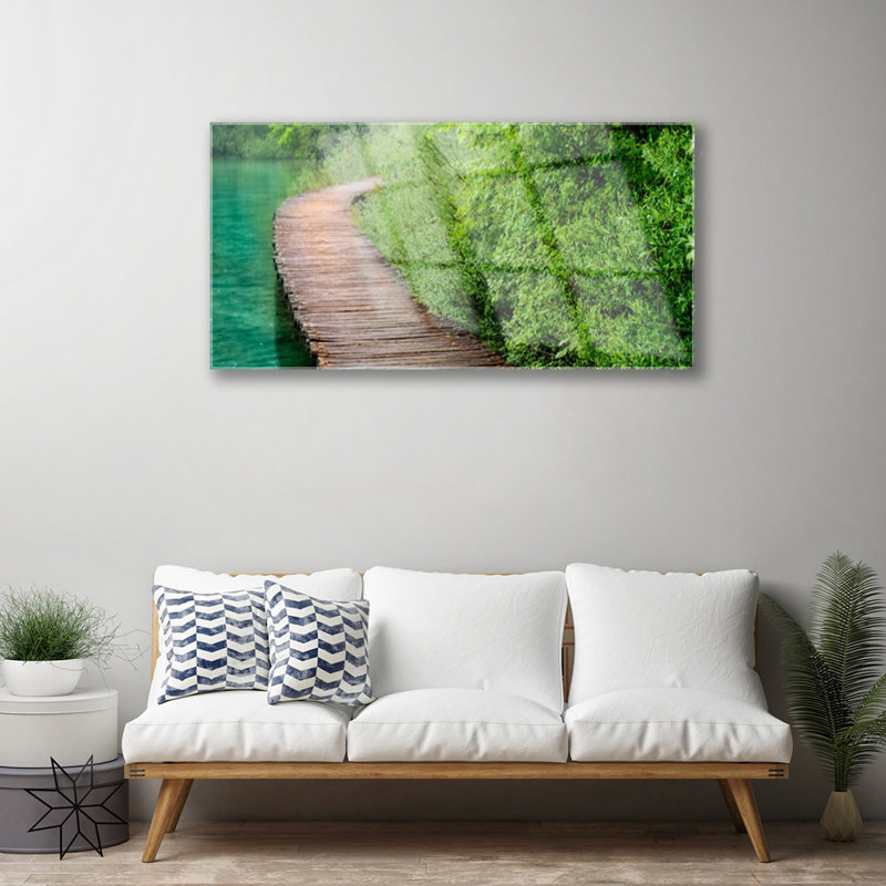 Glass Print Wall Art 100X50cm Image Printed On Glass Decorative Wall Picture Behind Toughened / Tempered Safety Real Glass For Kitchen & Living Room Theme: Bridge Architecture