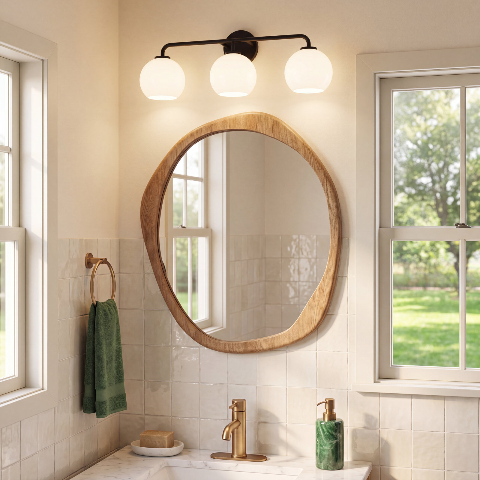 Childerley 3-Light Dimmable Vanity Light, Midnight Black, White
