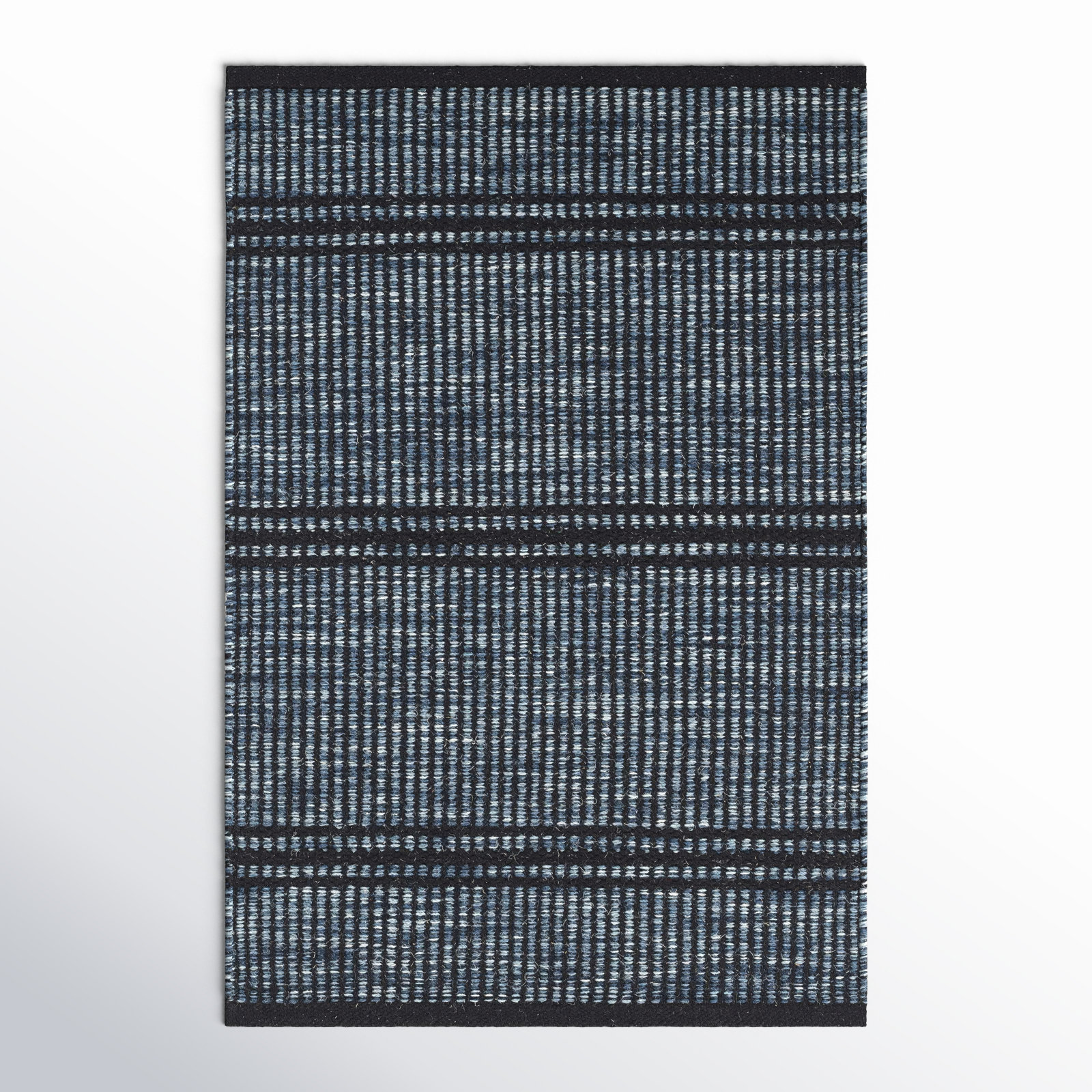 Malta Hand-Woven Striped Wool Rug, Rectangle 5' x 8', Navy