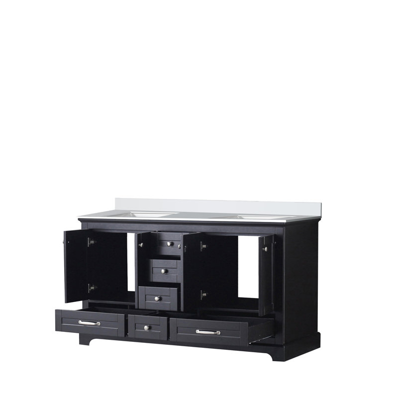 Dukes 60 in. W x 22 in. D Double Bath Vanity, Espresso, White Quartz