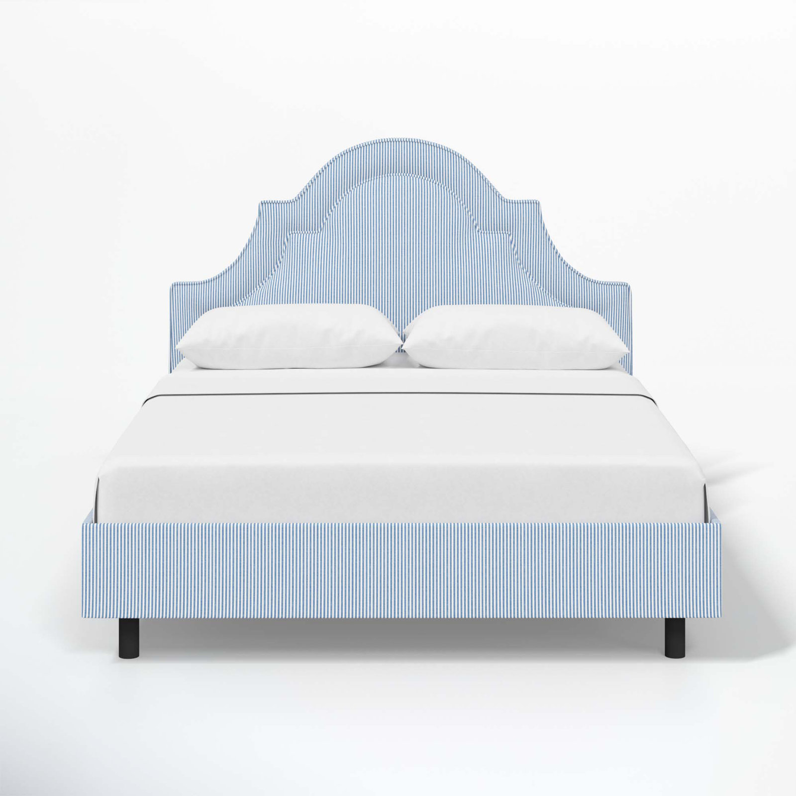 Knipe Cotton Upholstered Bed, Full, Prep Stripe Blue