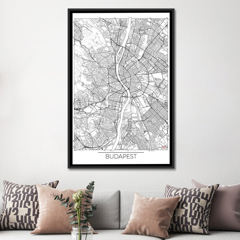 «Budapest Minimal Urban Blueprint Map» par Hubert Roguski, reproduction sur toile tendue, H 26 po x l 18 po x P 1,5 po